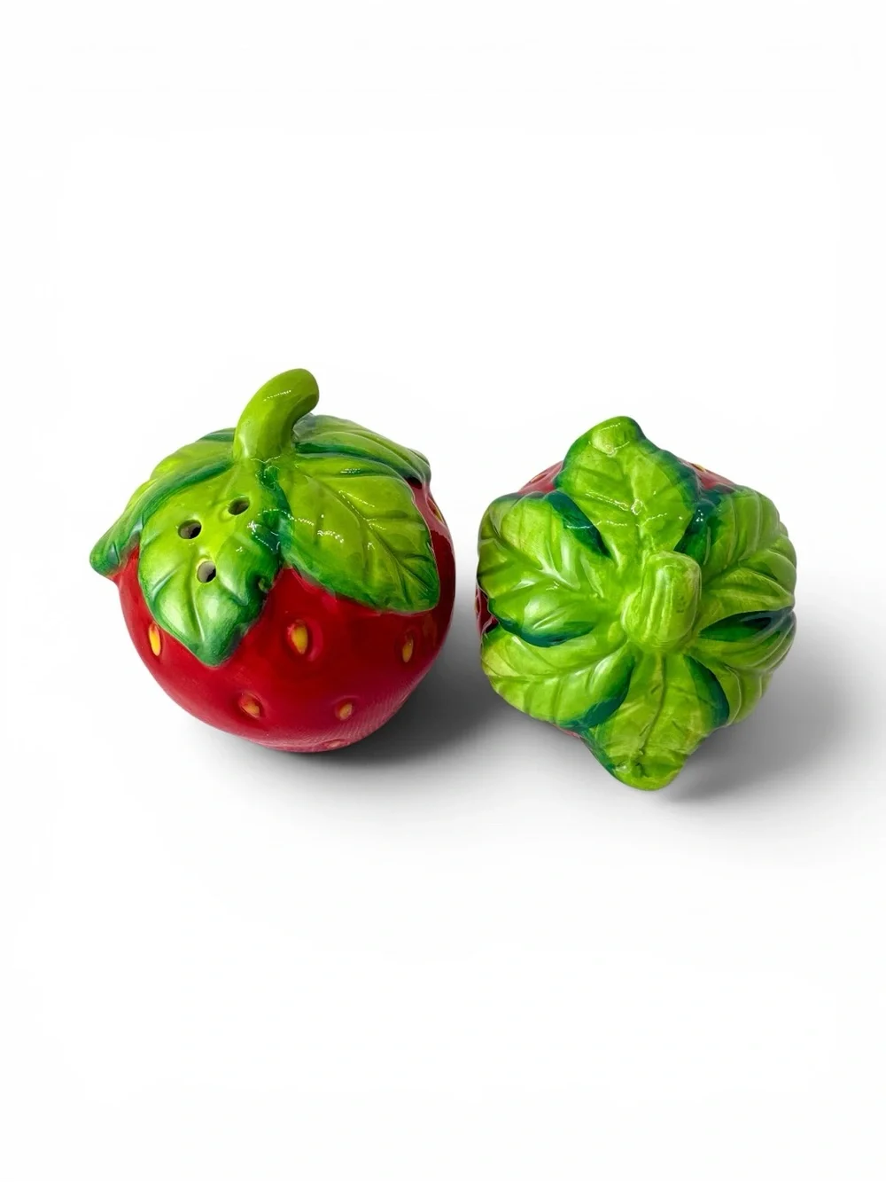 Decorative Ceramic Strawberry Salt and Pepper Shakers - Red/Green